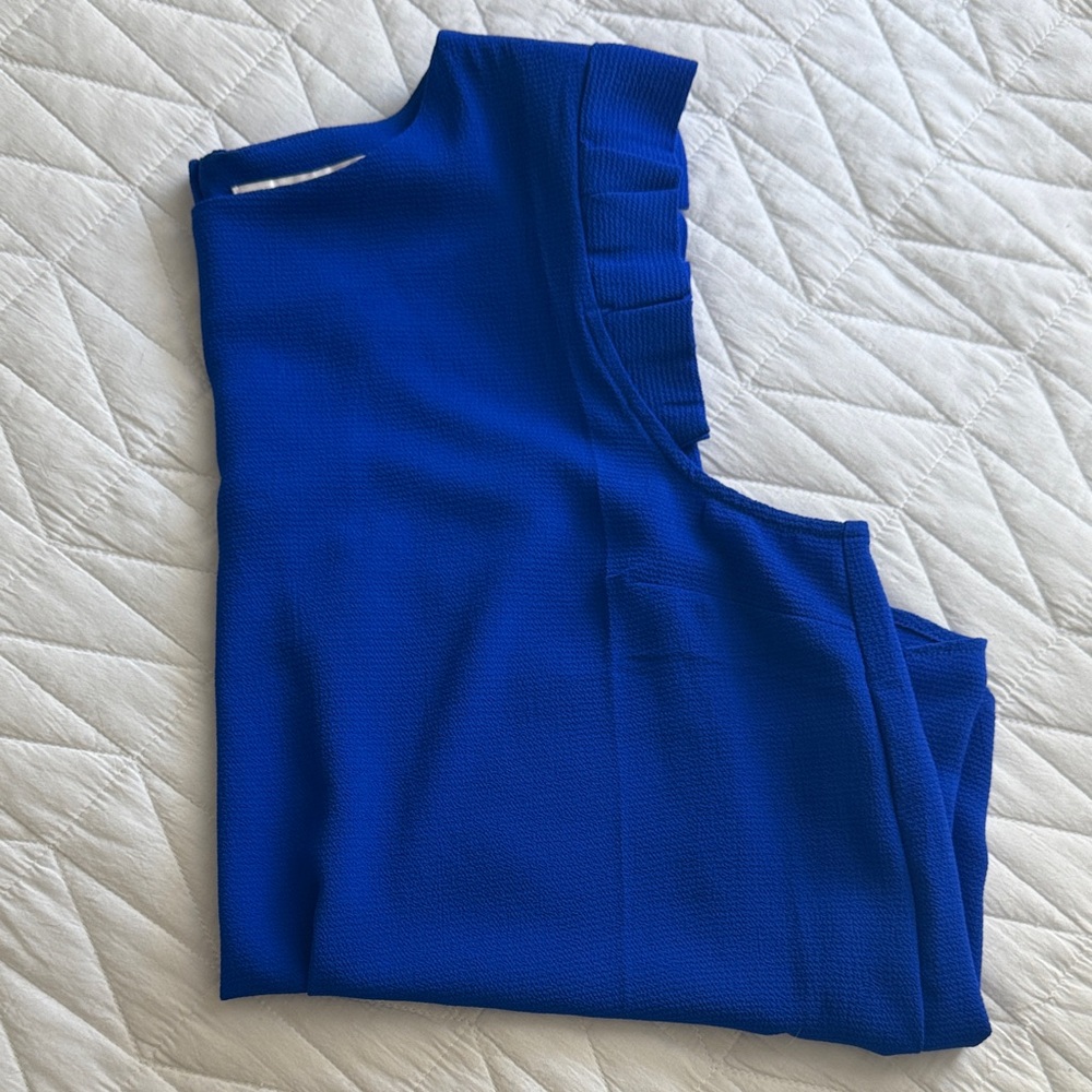 Sleeveless Ruffle-Trim Shell Top in Royal Blue